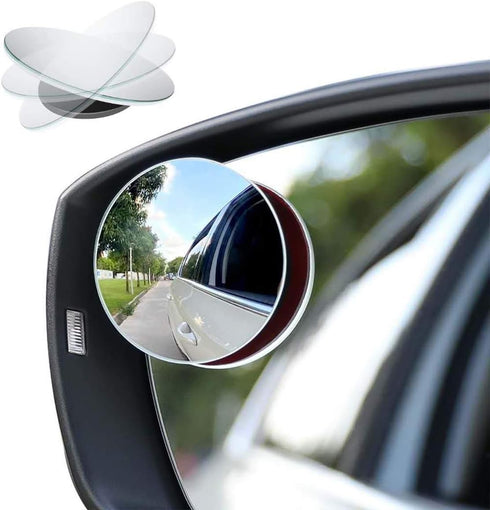 Car Blind Spot Mirror, 2" Round HD Glass Frameless Convex Rear View Mirror with wide angle Adjustable Stick for Cars SUV and Trucks, Pack of 2 (Ro...