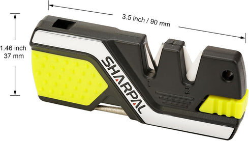 SHARPAL 101N-G Kitchen Pocket Knife Sharpener Survival Camping Tool with 2 Fire Starters Ferro Rod, Whistle & Diamond Sharpening Rod for Straight ...