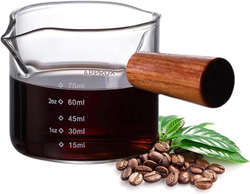 3 oz Espresso Measuring Cup Shot Glasses Measuring Triple Pitcher Double Spouts Glass Creamer Measure Cup for Barista Coffee Carafe Sauce Milk Bar...