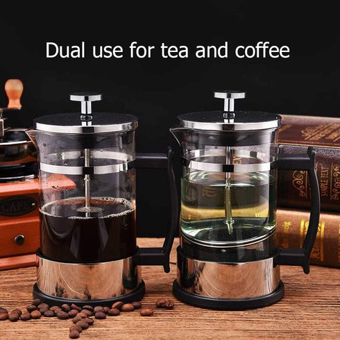 Joyzan French Press Coffee Maker, Stainless steel Coffee Pot Heat Resistant Cold Brew Tea Maker Thickness Borosilicate Glass Portable Small Filter...