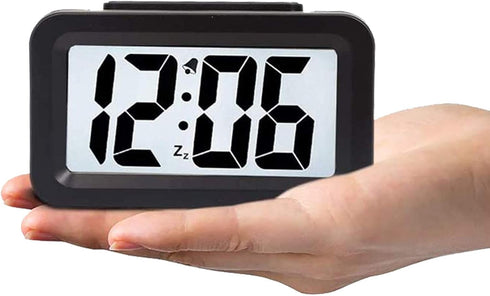 Hense Creative Nightlight Smart Light Alarm Clock Bedside Desk Table Electronic Clock Battery Operated Mute Luminous Alarm Clock with Adjustable L...