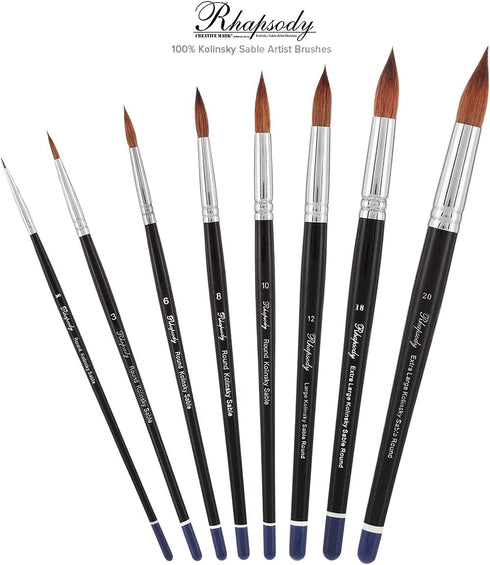 Creative Mark Rhapsody Kolinsky Sable Short Handle Brush - # 1, for Artists, Students, Professionals - Excellent Spring, Full Belly Washes, Englis...