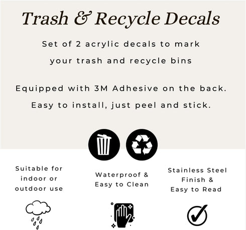 Trash and Recycle Stickers Set of 2 | Indoor Outdoor UV Stable & Weatherproof | Kitchen Pantry Office Organization | Garbage Bin and Waste Basket ...