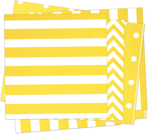 Disposable Striped Chevron Polka Dot Yellow Paper Luncheon Party Napkins 60 Count 13"x13"...