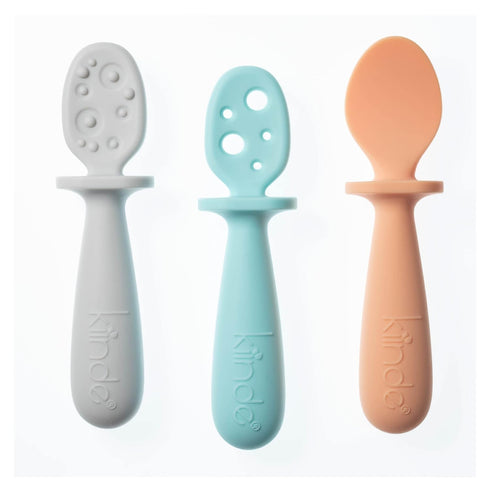 Kiinde Silicone Baby Spoons | Set of 3 Toddler Utensils for Teething & Baby Led Weaning | Developmental Meal Set of Non-Toxic Self Feeding Baby Ut...