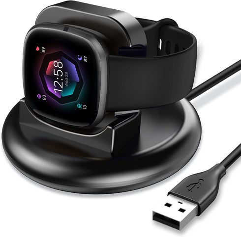 Charger Dock Compatible with Fitbit Sense 2/Versa 4/Sense/Versa 3, Anti-Slip Charging Stand Dock Station Replacement USB Cable 4.3Ft Cord Accessor...