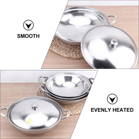 UPKOCH Stainless Steel Hot Pot Pan: 22cm Metal Shabu Shabu Hot Pot Stir Fry Pan Non Stick Hot Pot with Lid and Handle for Kitchen Cooking...