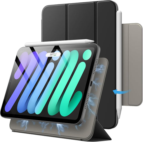 JETech Magnetic Case for iPad mini (A17 Pro, 2024 Model, 7th Generation) / mini 6 (2021 Model, 6th Generation), Magnetic Attachment, Slim Smart Ta...