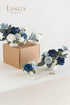 Ling's Moment Artificial Flowers 50Pcs Dusty Blue & Navy Roses Decor w/Stems,3" Real Touch DIY Foam Floral for Wedding Bouquet/Centerpieces, Outdo...