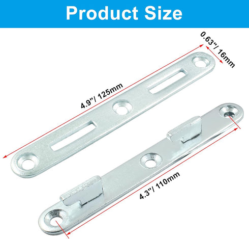 4 Sets 5" Bed Rail Fasteners, Wood Bed Rail Fittings Furniture Bed Frame Hardware...