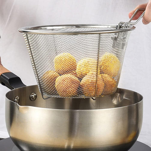Tofficu Deep Fry Basket With Handle, Foldable Frying Basket 6-Inch, Stainless Steel Mesh Basket Round Fryer Basket For Kitchen Frying...