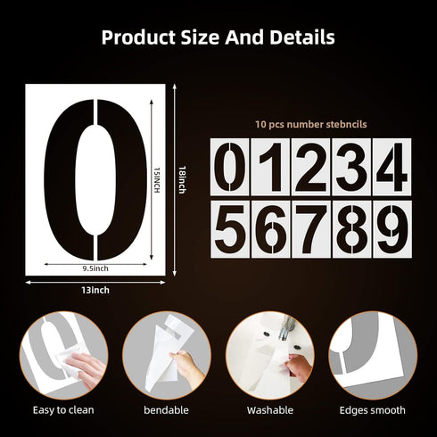 18 Inch Large Number Stencils Reusable Large Number Stencils Plastic Digital Stencils Templates for Cake Stencil Address Number Painting Stencils ...