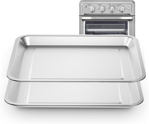 2 PCS Stainless Steel Baking Tray Pan Compatible with Cuisinart Toaster Oven Tray,Suitable for Cuisinart Air Fryer TOA-060 and TOA-065, Cookie & B...