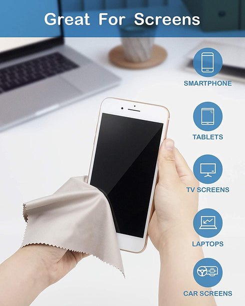 60 Pcs Microfiber Cleaning Cloths 7x6 Inch Grey Color for Cleans Lenses, Glasses, Screens, Cameras, iPad, iPhone, Cell Phone, Eyeglasses, Jewelry ...