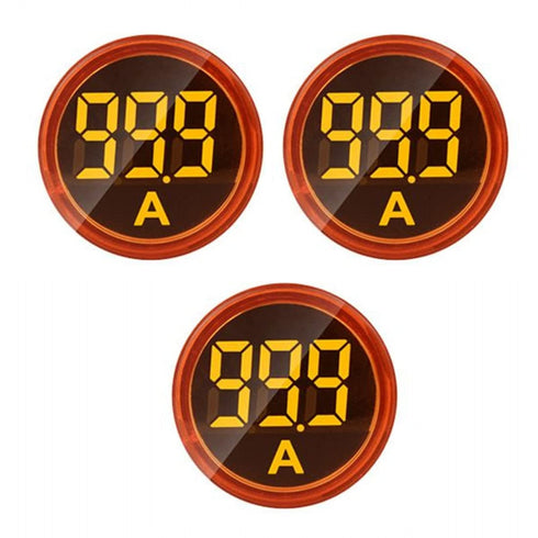 3pcs Digital Display AC Current Indicator, 22mm Round Head LED Current Tester 0~100A Ammeter Monitor (Yellow)...