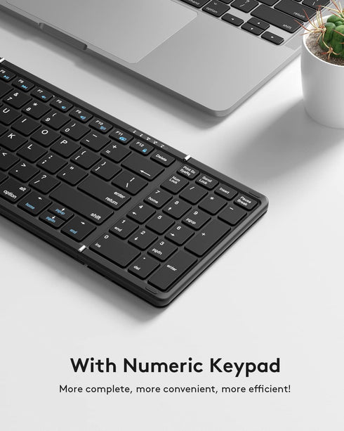 Bluetooth Keyboard, Foldable Keyboard, Portable Keyboard, Travel Keyboard Compatible with Windows iOS Android iPad, iPhone and Tablet (B089)...