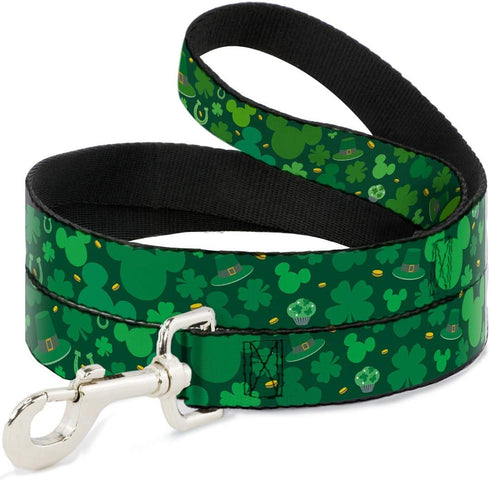 Buckle-Down Pet Leash - St. Patrick's Day Mickey Collage Greens - 6 Feet Long - 1" Wide...
