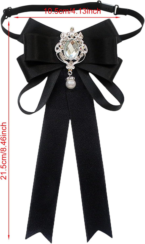 Women Bowknot Rhinestone Ribbon Bow Brooch Pre-Tied Neck Tie Party Wedding Christmas Gifts Ceremony...