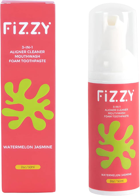 Fizzy 3-in-1 Foam Cleaner for Aligner, Retainer, Denture, Night Guard, MouthGuard, Invisalign | Free of Alcohol, SLS, Fluoride | Xylitol Mouthwash...