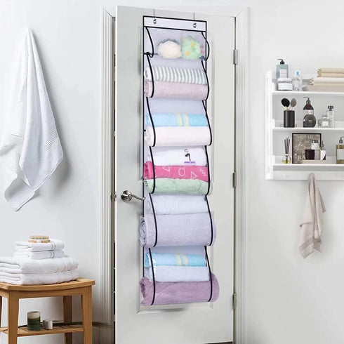 MISSLO 6 Clear Pockets Over Door Organizer for Handbags, Caps, Accessories (White)...