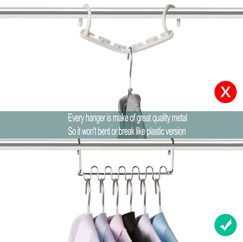 Meetu Closet Organizer - 9.5 Inch Cloth Hanger Magic Space Saving Hangers for Wardrobe Organization (Pack of 8)...