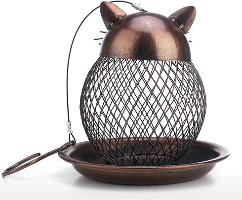 Outside Wild Bird Feeder, Heavy Duty Metal Frame Squirrel Proof Bird Feeders Hanging for Garden Yard Outdoor Decoration, Cute Cat Shaped...
