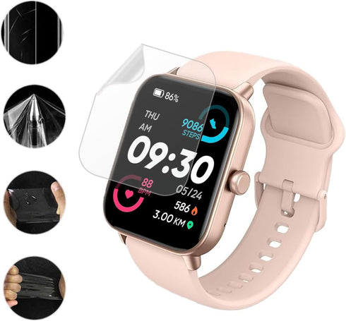 Screen Protector For IDW13 / IDW15 / IDW19 Smart Watch 1.8" (6 PACK) Full Coverage Clear TPU Film Compatible for Woneligo/Fitpolo/MILOUZ SmartWatc...