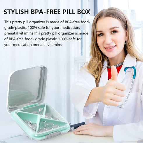 Small Pill Box, Travel Pill Case, Dtouayz Portable Medicine Organizer, Vitamin and Medication Dispenser, Cute Daily Pill Box for Purse or Pocket, ...