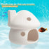 AnRui Fish Tank Decortation Cute Ceramic Mushroom Mini House Aquarium Decor Betta Cave Hideout Ornament Accessories for Small Fish, Shrimp, White...