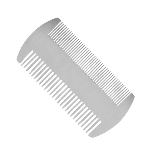 1Pc Silver Dual Action Stainless Steel Credit Card Size Comb Pocket Comb Anti-Static Hair Comb Beard Mustache Comb For Man Beauty and Personal Car...