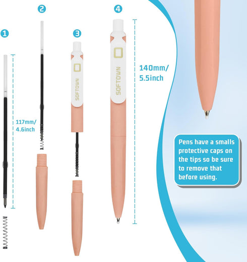 Ballpoint Pens 0.7mm Pens Black Ink Retractable Writing Pen Office Fine Ball Point Pen for Journaling (6+1 count)...