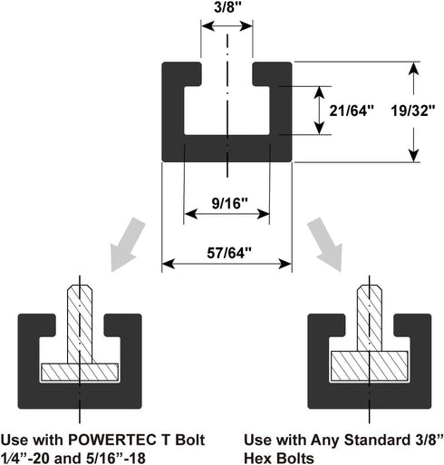 POWERTEC 71415-P2 T-Track Intersection Kit For 3/8" Mitered T Track with Pre-drilled Holes and Mounting Hardware, 2 Sets...