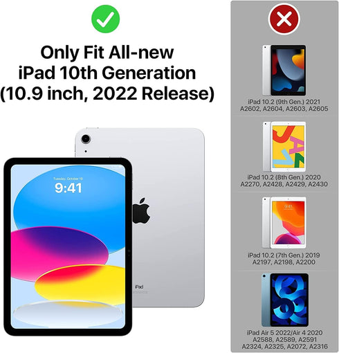 BMOUO Kids Case for iPad 10th Generation 10.9 inch 2022 - with Built-in Screen Protector, Shockproof Light Weight Covertible Handle Stand iPad 10t...