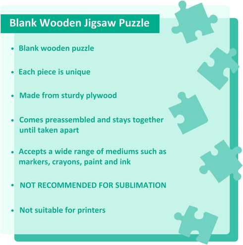 Blank Puzzle Heart Shape with 40 Pieces, Blank Heart Wooden Jigsaw Puzzle with Puzzle Tray for Crafts & DIY, Custom Puzzle 11.2x8.4 Inches 1 Pack...