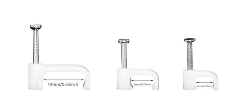 SinLoon 300pcs Cable Clips with Steel Nails 6mm 8mm 14mm Wire Holders Durable, UV Resistant Plastic Clips Help Organize Coax, Ethernet and Other C...