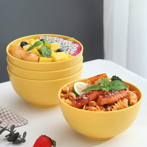 Kyraton Cereal Bowls 4 Pieces, Unbreakable And Reusable Light Weight Bowl For Rice Noodle Soup Snack Salad Fruit Dishwasher Safe, Microwave Safe B...