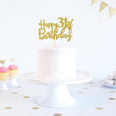 Gold Glitter Happy 31st Birthday Cake Topper - 31 Sign Cake Topper - Cheers to 31 Years Party Supplies - 31st Birthday Party Decoration...