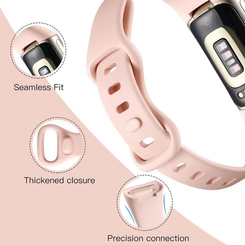 Maledan Slim Band Compatible with Fitbit Charge 5 Bands/Charge 6 Bands Women Men, Soft Silicone Adjustable Sport Band Wristbands for Fitbit Charge...