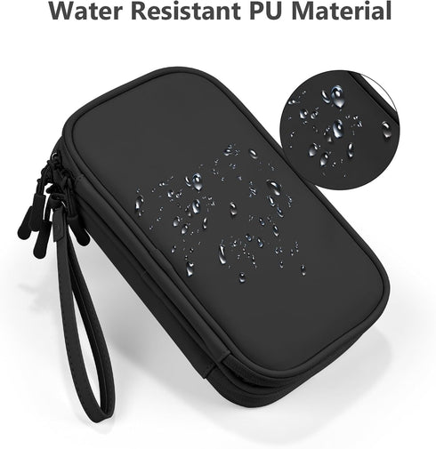 Cables Organizer for Travel Pouch and Storage Tech Accessories Electronics Cords Charger iPhone Keys Power Bank Money Hard Drive Cases (Black-Soft...