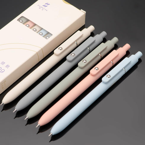 5PCS Retractable Gel Pens Set, Quick Dry Black Ink Fine Point Roller Ball Gel Ink Pen for Smooth Writing (Morandi Color)...