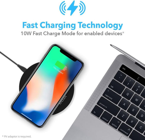 Apexan Fast Wireless Charger Compatible for Apple iPhone 13. 12, 11/Pro/Pro Max, X, XS, XS Max, iPhone XR, 8/8 Plus and All Qi Cell Phones| Qi Fas...