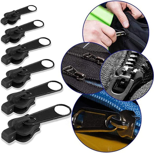 6Pcs Black Universal Instant Fix Zipper Repair Kit Replacement Zip Slider Teeth Zippers Design Arts, Crafts and Sewing?Fasteners, Instant Fix...