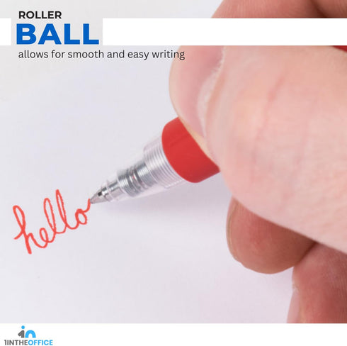 1InTheOffice Retractable Gel Pens, Rollerball, Medium Point 0.7mm, Red Ink, 24 Pack...