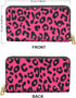 WIRESTER PU Leather Clutch Purse Card Holder Wallet, Zip Around Long Wallet for Women - Black Hot Pink Leopard...