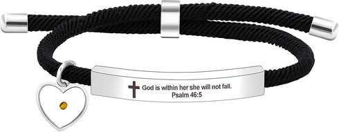Uloveido Christian Religious Bible Quote Bracelet for Women Encouragement Gift, Black Rope Stainless Steel Tag Bible Engraved Bracelet...