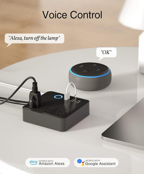 GHome Smart Plug Power Strip, WiFi Surge Protector Work with Alexa Google Home, Smart Outlets with 3 USB 3 Charging Port, Multi-Plug Extender for ...