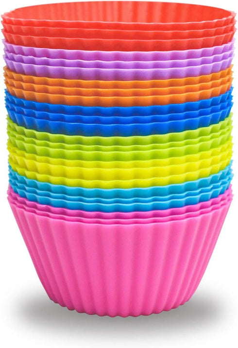 24 Pack Silicone Baking Cups Reusable Muffin Liners Non-Stick Cup Cake Molds Set Cupcake Silicone Liner Standard Size Silicone Cupcake Holder Reus...