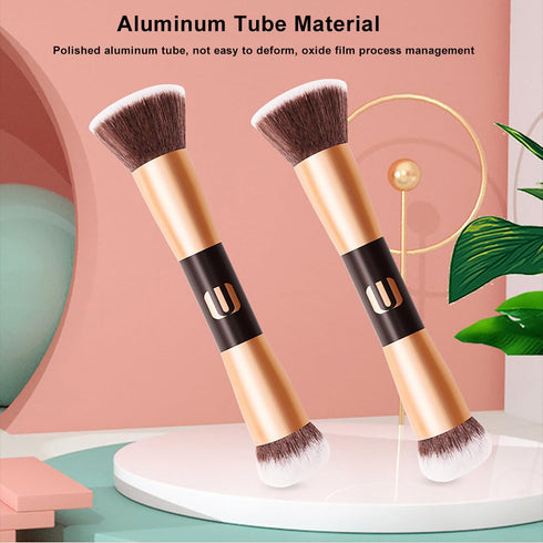 Face Foundation Brush, 2in1 Double Ended Makeup Brushes, Blush Brush, Loose Powder Brush for Blending Liquid Powder, Concealer Cream Cosmetics Mak...