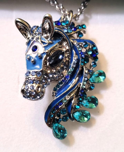 Horse Pendant Necklace 24 inches Chain Gift Boxed Fashion Jewelry...