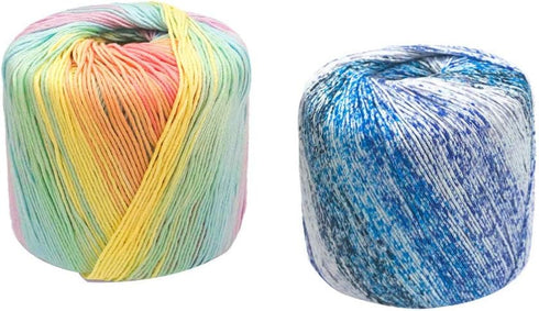 Lace Thread Soft Cotton Yarn for Crochet: Sky Blue Variegated Thread for DIY Knitting Projects Perfect for Scarves Hats and Crafting...